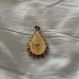 Gold Teardrop Vintage Locket Pendant with Star Accent
